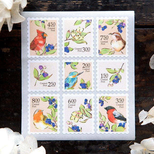 Birds Central Post Stamp Style Sticker