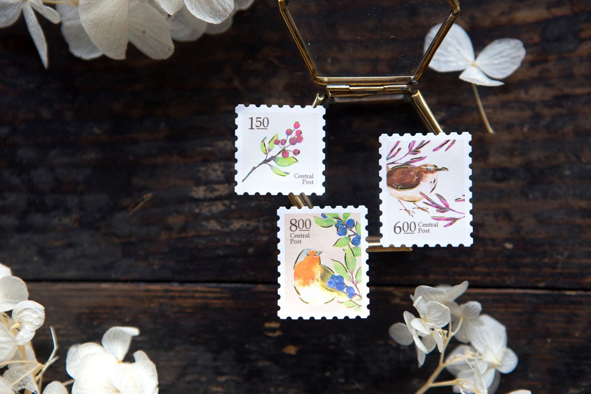 Birds Central Post Stamp Style Sticker