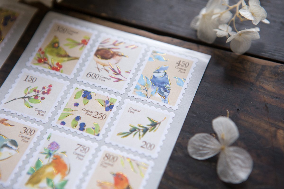 Birds Central Post Stamp Style Sticker