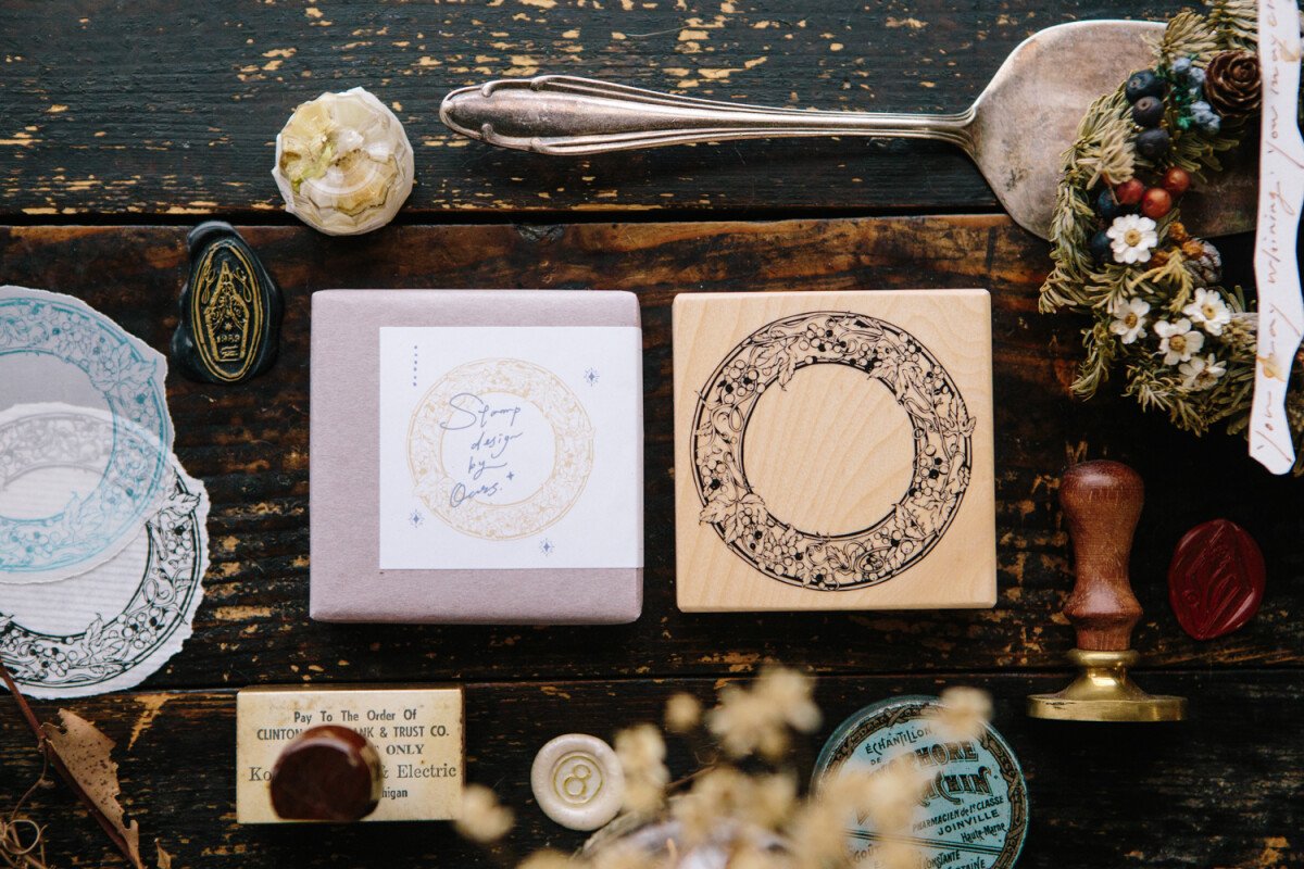 Wild Grape Frame Rubber Stamp