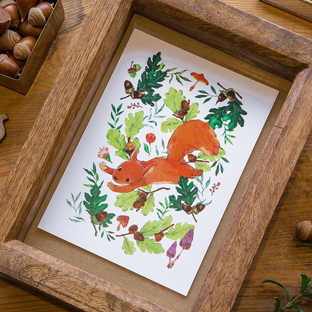 Little Animal Postcard - Leaping Squirrel