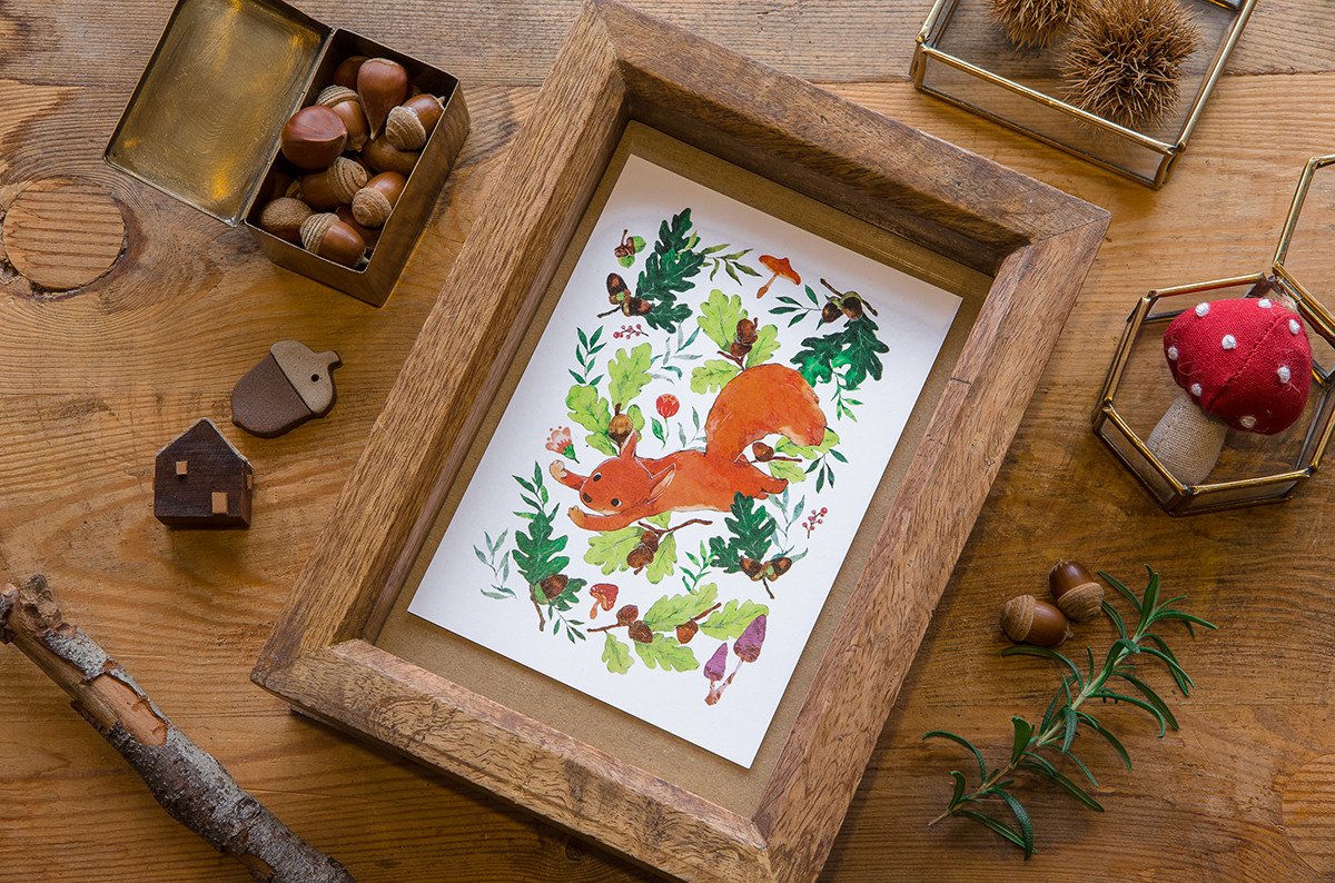 Little Animal Postcard - Leaping Squirrel