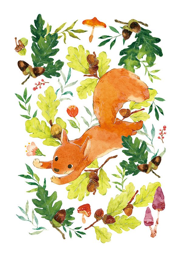 Little Animal Postcard - Leaping Squirrel