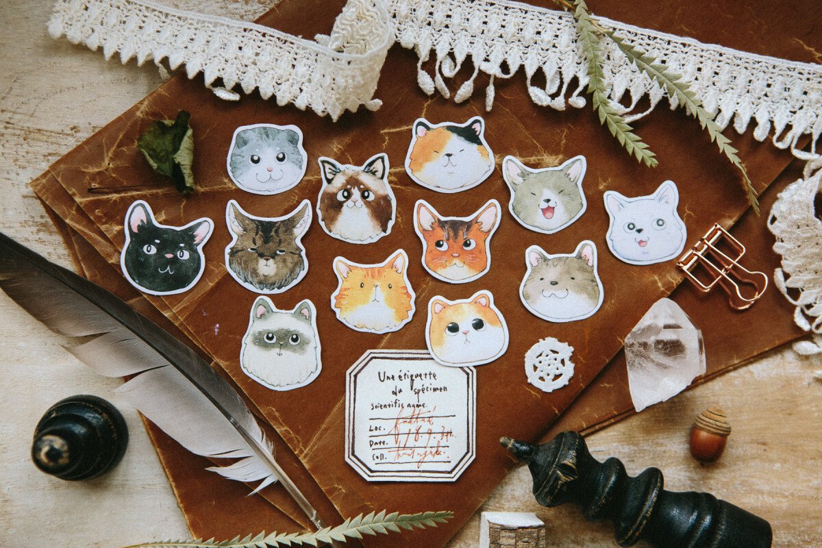 猫のパーティー フレークシール