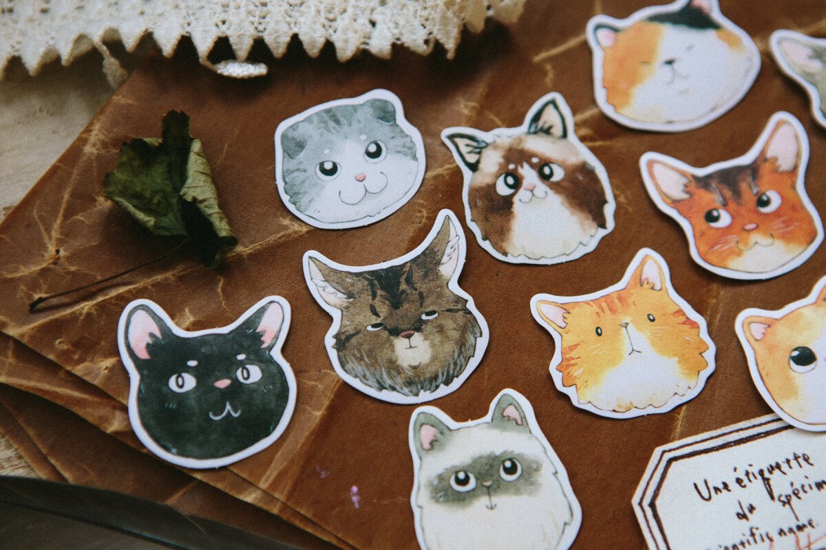 猫のパーティー フレークシール