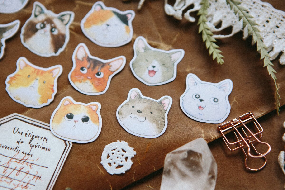 猫のパーティー フレークシール