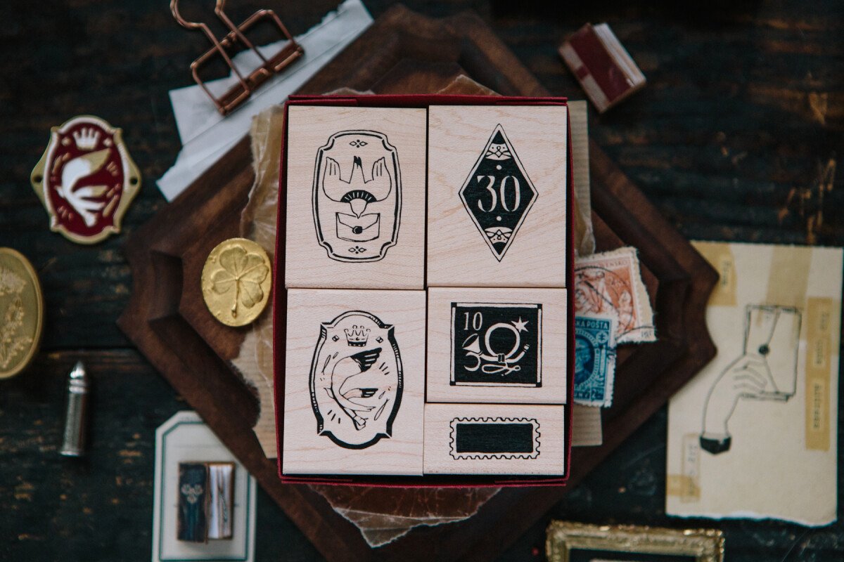 Postal Maple Wood Stamp Set