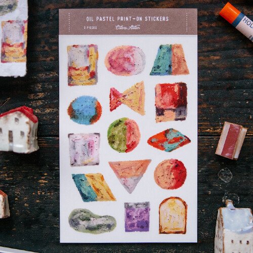 Oil pastel print-on stickers