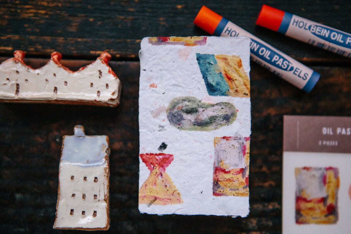 Oil pastel print-on stickers