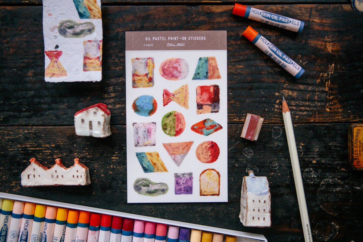 Oil pastel print-on stickers