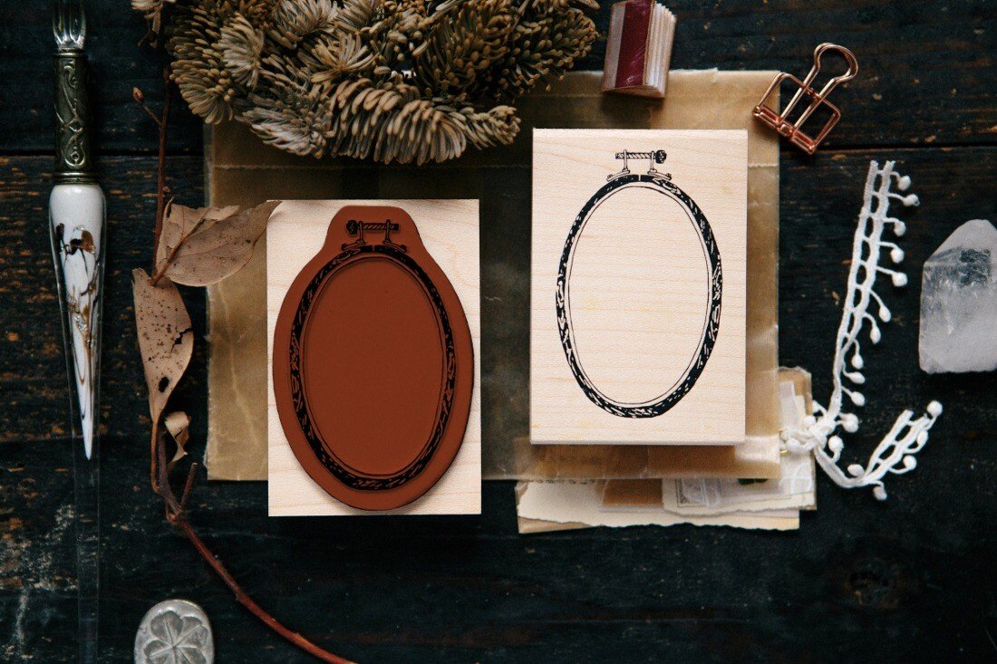 Ellipse Embroidery Hoop Rubber Stamp