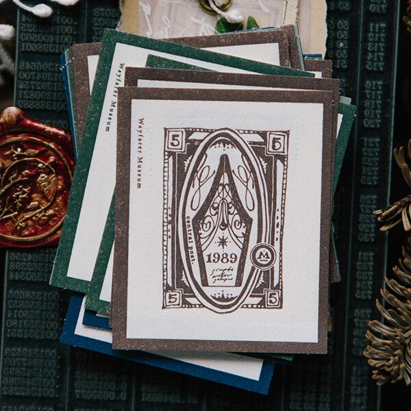 In the Museum  Letterpress Postal Stamp