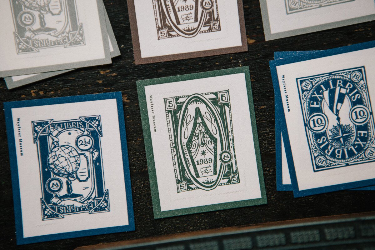 In the Museum  Letterpress Postal Stamp