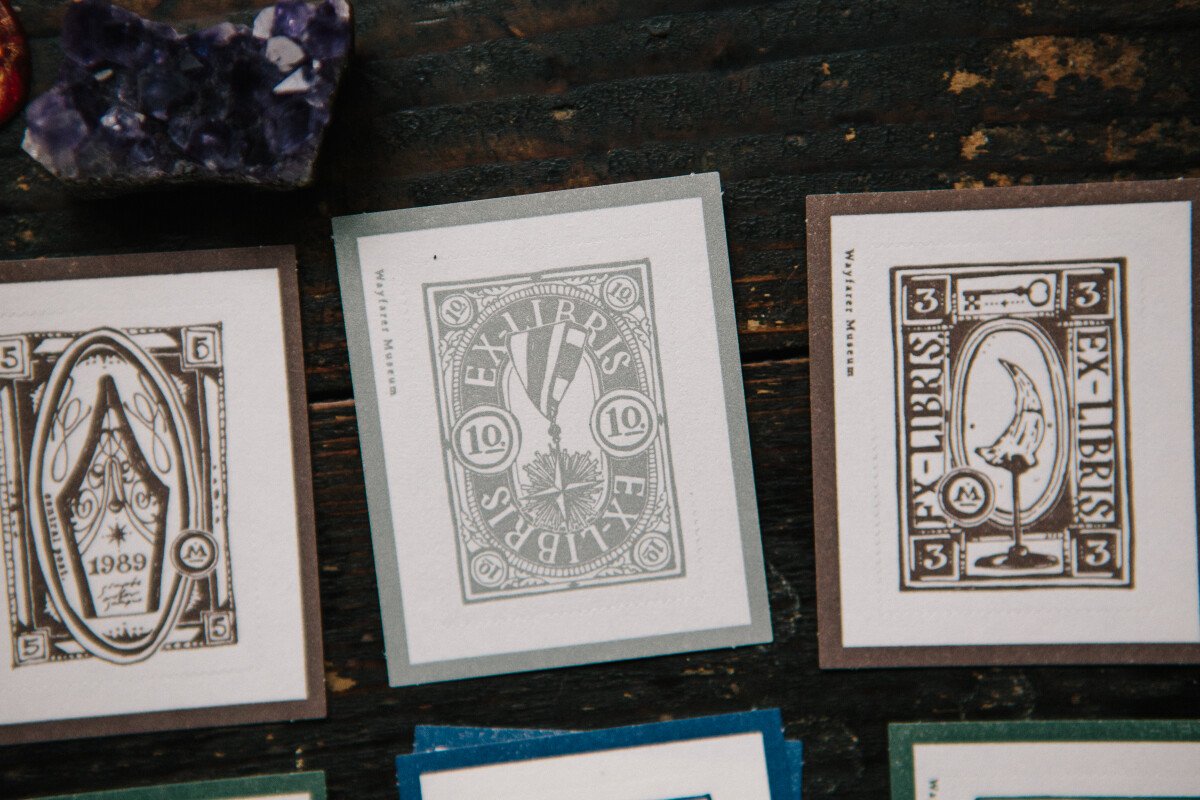 In the Museum  Letterpress Postal Stamp