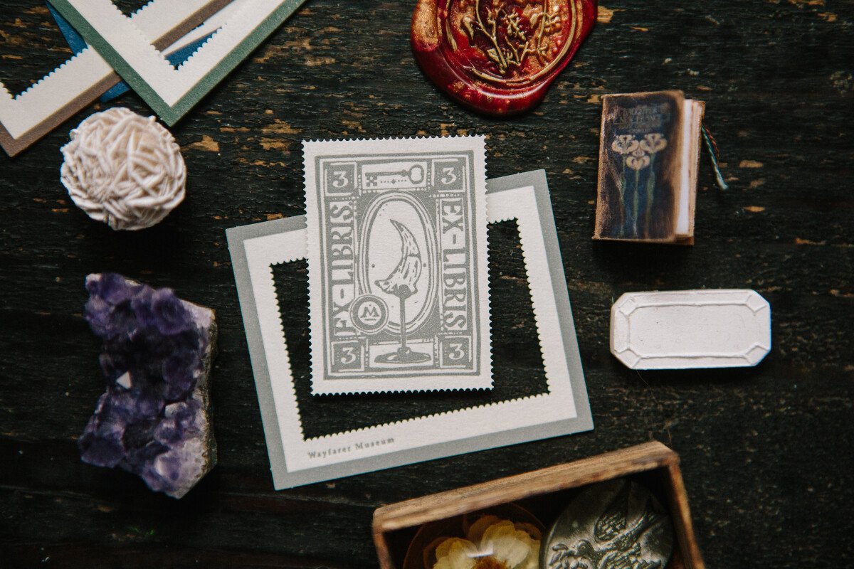 In the Museum  Letterpress Postal Stamp