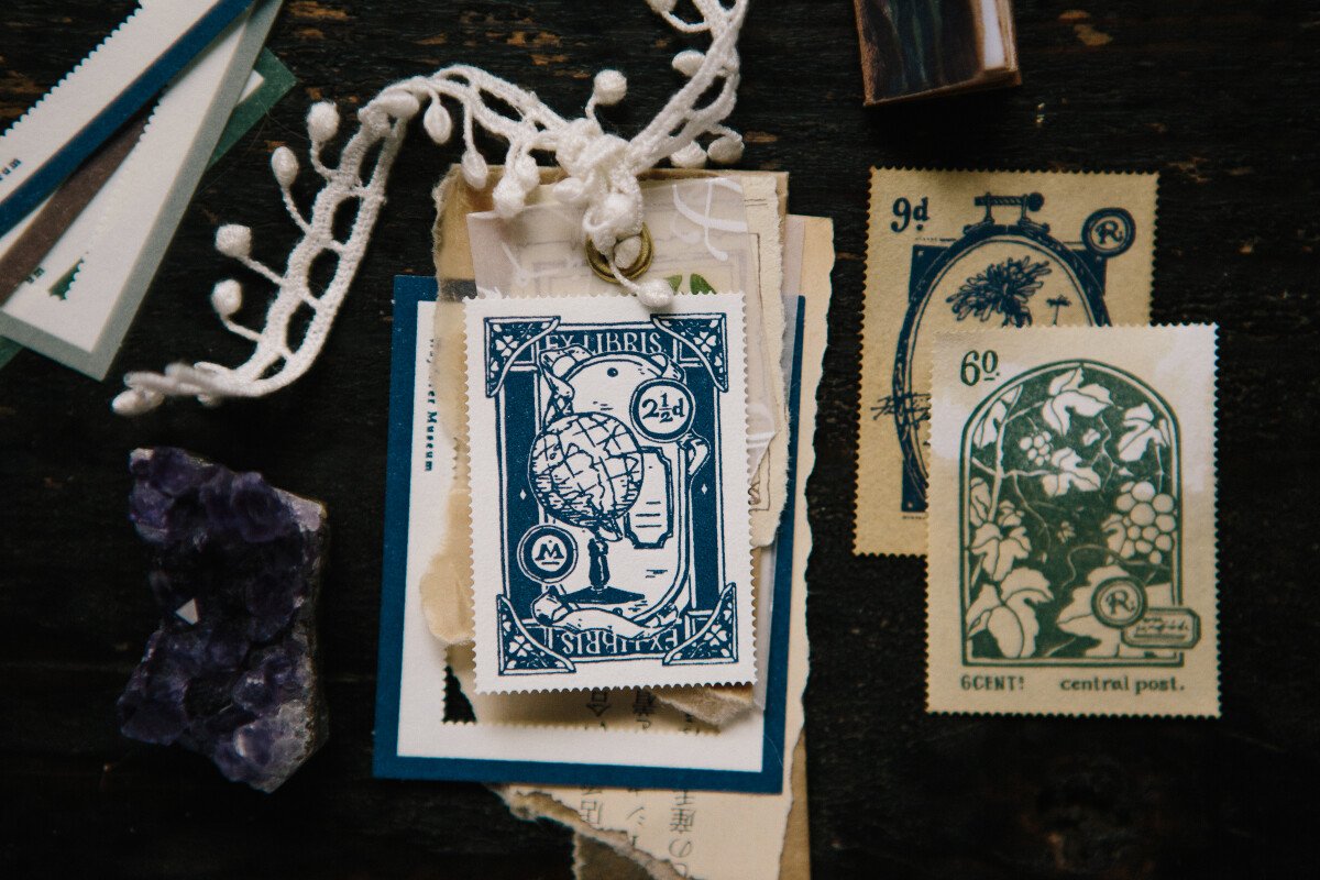 In the Museum  Letterpress Postal Stamp